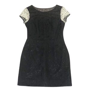 PatBo Dress Size 36 Black Pearl Beaded Sleeve